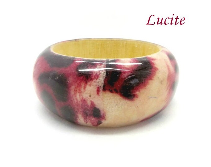 Lucite Bangle - Vintage Chunky Pink Purple Bangle, Vintage Wide Swirl Design Bracelet, Gift for Her