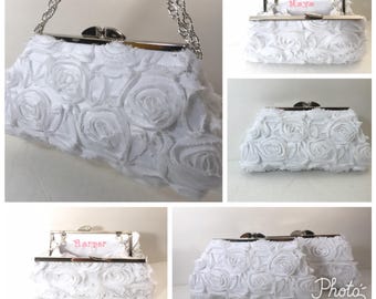 Flower girl Clutch purse, flower girl basket, chiffon rosette, Lace Overlay Clutch Purse, Special Occasion, Bridal, Wedding, Clutch Purse,