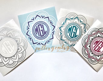 Mandala Monogram Decal- 2 Colors, Yeti Monogram, Yeti Decal