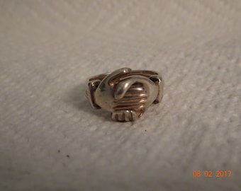Sterling Silver Hands & Heart Ring - size 5