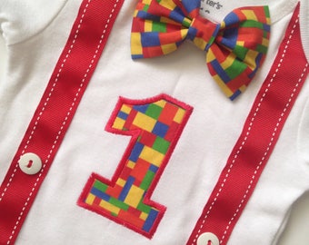 Birthday Outfit, Legos First Birthday bodysuit, Boys 1st Birthday, Birthday Outfit, Boys Birthday Outfit, Lego Birthday Shirt