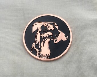 Copper Mustache Hound 1.5 inch soft enamel lapel pin (greyhound lovers; Sighthounds)