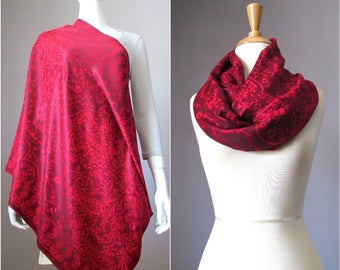 Nursing cover, nursing scarf, breastfeeding cover, infinity scarf, red scarf, paisley scarf