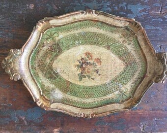Vintage, Italian, Florentine, Tray, Vanity Tray