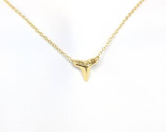 Plain Gold Over Sterling Silver Shark Tooth Necklace