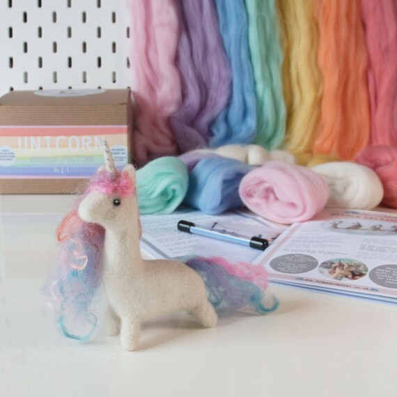 Baby unicorn beginners needle felting kit with extra supplies, British
