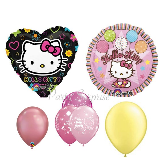 Hello Kitty balloon Package Birthday Party Balloons Hello Kitty Party Balloons Pink Girl Party Hello Kitty foil latex balloons Il_570xn