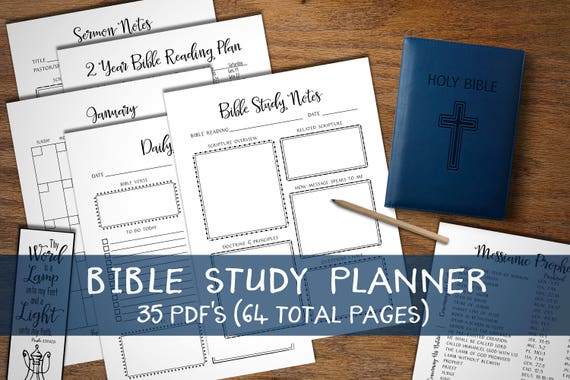 Bible Study Planner. Instant download printable. Sermon Notes.