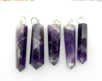 15% off Christmas in July Amethyst Point Pendant with Silver Tone Bail Purchase 1, 5, 10, or 20 pieces (RK39B3-05)