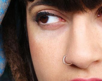 Gypsy nose ring, gold nose ring, Tribal Indian nose ring, 14k gold nose ring, nostril ring, tribal nose hoop, nose hoop, tiny nose ring,