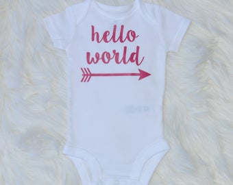 Hello world onesie, hello world, onesie, baby onesie, bodysuit, baby bodysuit, baby clothes, baby shower, baby gift