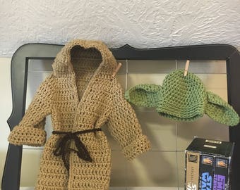 0-3 month Star Wars Yoda hat and robe, newborn Yoda Halloween costume