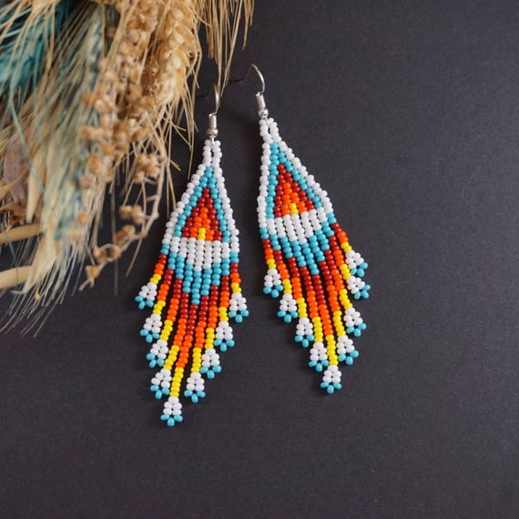 Boho earrings GiftForWomen Chandelier earrings Native