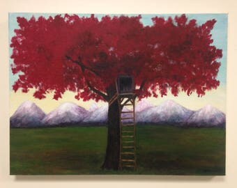 Original Acrylic Painting -Red Tree