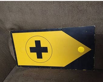 10% SALE Through July 31 An East German Military Hospital First Aid Directional Road Sign East German Army Hospital Man Cave Decor, Military
