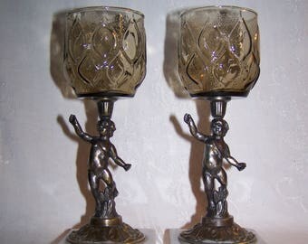 Hollywood Regency Cherub Candle Holders