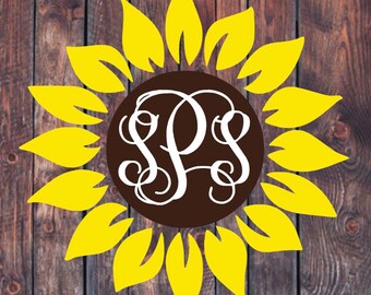 Sunflower Monogram Decal // Lilly Pulitzer, pattern vinyl, custom decal, vine monogram, car decal, yeti decal, laptop decal, phone decal