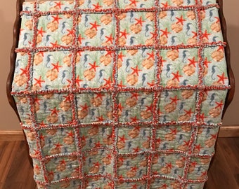Seahorse & Shells Rag Quilt