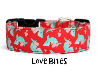 Boy Dog Collar, Girl Dog Collar, Shark Dog Collar, Beach Dog Collar, Nautical Collar, Shark Collar (Upgrade to Metal Buckle or Martingale)
