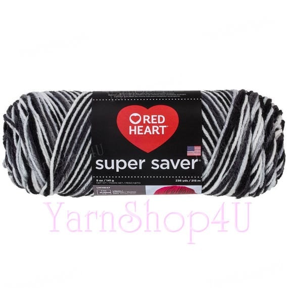 ZEBRA Red Heart Super Saver. Black and White Acrylic Yarn.