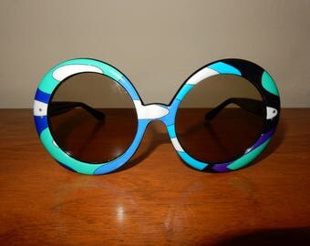 Vintage 70s EMILIO PUCCI round oversize Psychedelic Glasses Sunglasses