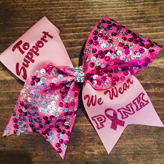 Pink cheer bow breast cancer awearness cheer bow cheer bow