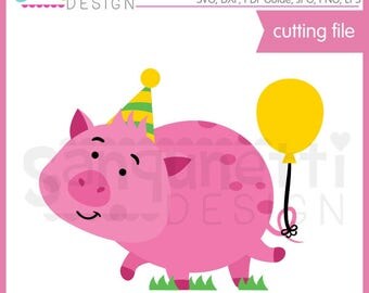 Party Pig SVG, Birthday SVG, pig DXF, pig clipart, eps, dxf, pig cut file, svg Files for Cutting Machines