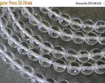 SUPER SALE 8mm Clear Quartz Crystal Faceted Stone Beads Gemstone (10) Clear Crystal Gemstone, Natural Quartz Crystal Clear Beads