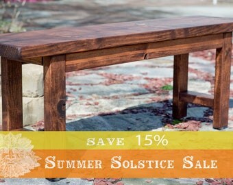 15% OFF SUMMER SALE!! Entryway Bench 48", Wood Bench, Wooden Bench, Rustic Bench Finished in Red Oak Stain