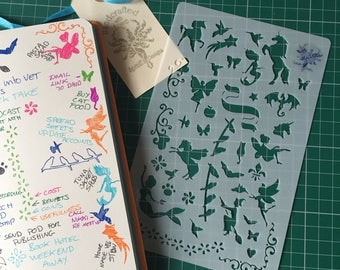 Bullet Journal Stencil, Mythical, mylar planner stencil, Magic Creatures stencil, for Organisers, Filofaxes, Notebooks & Stationary Stencil