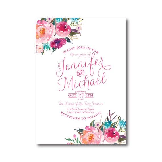 Floral Wedding Invitation Wedding Invitation with Flowers