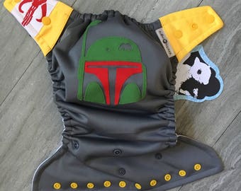 Boba Fett Mandalorian Cloth Diaper Cover or Pocket Diaper (One Size)