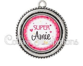2 pendant cabochons 25mm Super friend - series