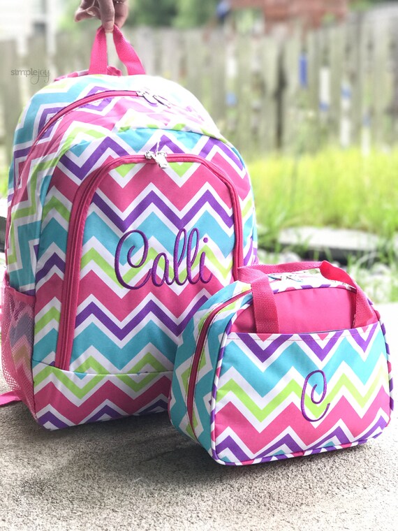 Rainbow Backpack & Lunchbox Set Kids Backpack Monogrammed