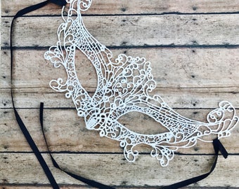 Macrame Lace Mask, White bridal mask, Venetian Sexy Eye Mask, Sexy Masqarade, 50 Shades of Grey