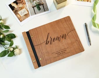 Wood Guest Book Album Photo Booth Guest Book Keepsake Photo Album Wedding Guestbook Custom Wooden Modern Guest Book 8.5" x 11"
