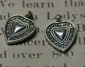3 charms silver dotted heart 19 x 13, 7mm