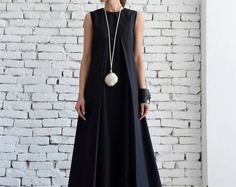 SALE Black Maxi Dress/Loose Long Dress/Plus Size Kaftan/Long Black Dress/Sleeveless Black Dress/Maxi Black Dress/Oversize Black Kaftan/Maxi