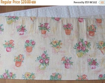 20% OFF 12" x 152" Vintage Curtain Valance; Pale Yellow Cotton Valance with Flowers; Extra Long Valance; Lined Curtain Valance Retro Kitchen
