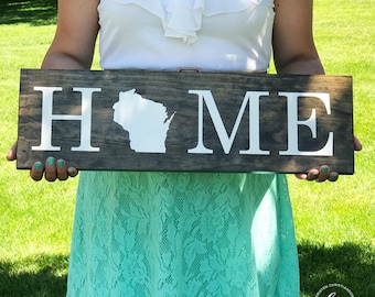 Handmade Wisconsin Home Sign | WI State Sign | Wisconsin Home Wood Sign