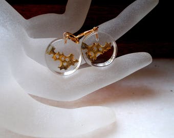 Earrings resin round and flat