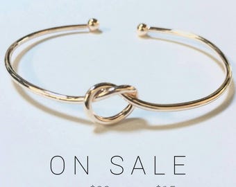 Rose Gold Knot Bracelet / bridesmaid gift /cuff bracelet / bangle / adjustable / rose gold / gift for her / simple / minimalist / bridal