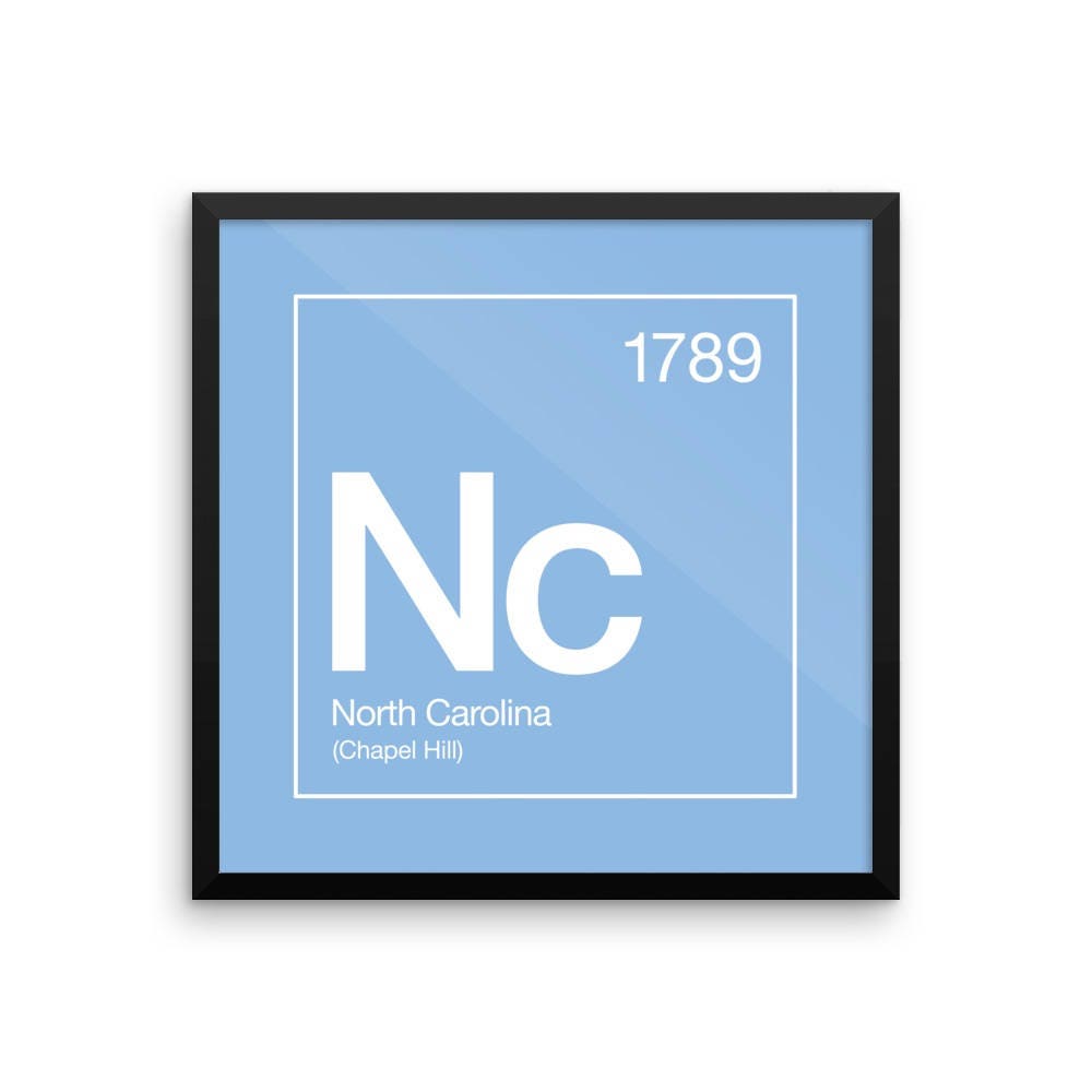 North Carolina Periodic Table Print 18 x 18