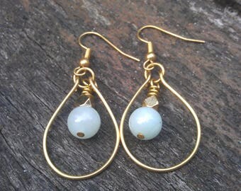 Brass teardrop earrings, chandelier earrings, wire wrapped earrings, amazonite earrings, teardrop earrings, brass earrings, gemstone earring