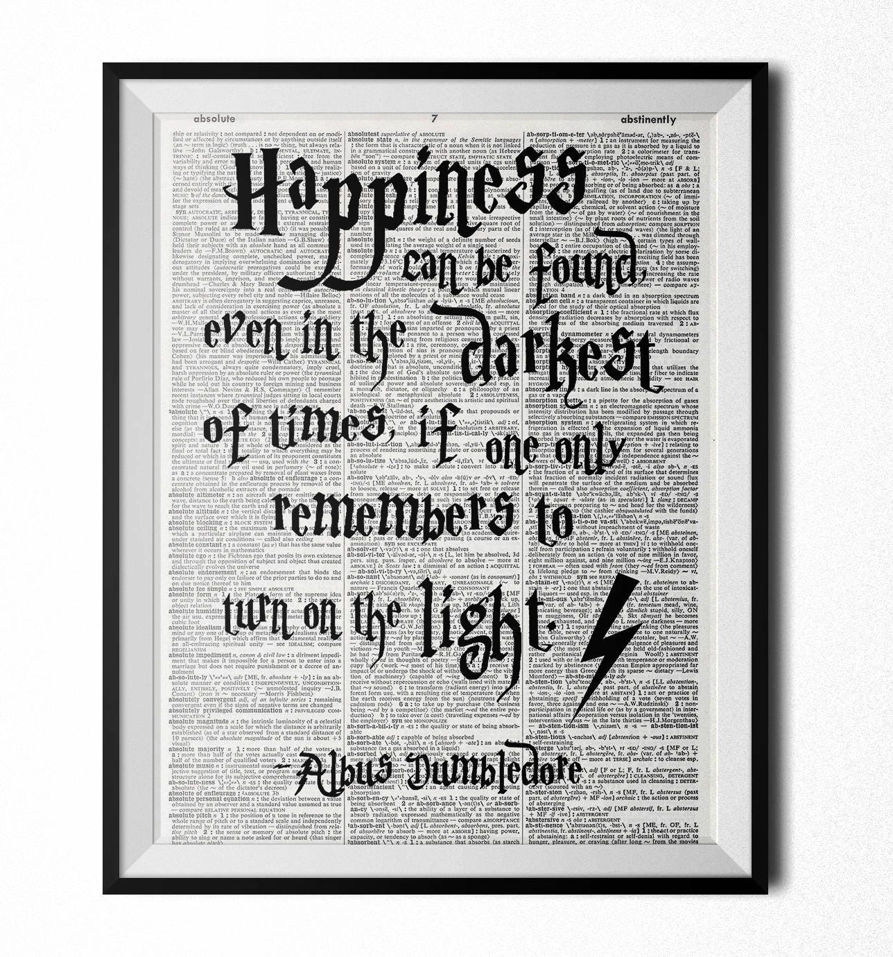 Happiness Can Be Found Albus Dumbledore Quote Dictionary Art