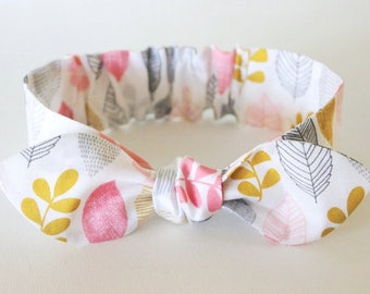 organic cotton, baby girl headband, organic baby girl headband, baby knot headband, organic kids clothes,organic baby headband,coral,flowers