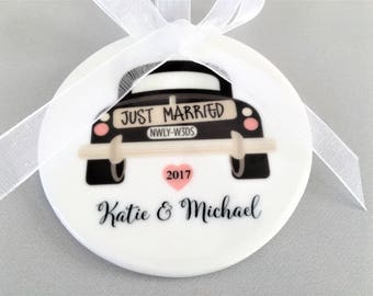 Just Married Ornament, Wedding Car Ornament, Wedding Car Ornaments, Wedding Ornaments, Wedding Ornament, Wedding Gift, Wedding Gifts