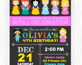 Princess Invitation, Disney Princess Invitation, Birthday Princess Invitation, Disney Princess Birthday Party