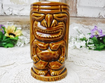 Tiki Mug/Tiki Tumbler/Ceramic/Tiki Leilani/Collectible Tiki Bar Decor/Hawaiian/Made in USA/Vintage