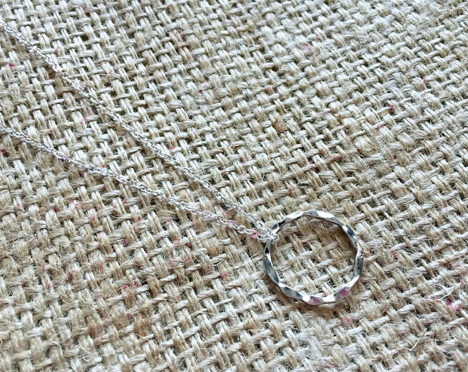 Circle Necklace, Minimal Necklace, Sterling Necklace, Geometric Necklace, Dainty Ring Necklace, Silver Geo Necklace, Gift Ideas for Her